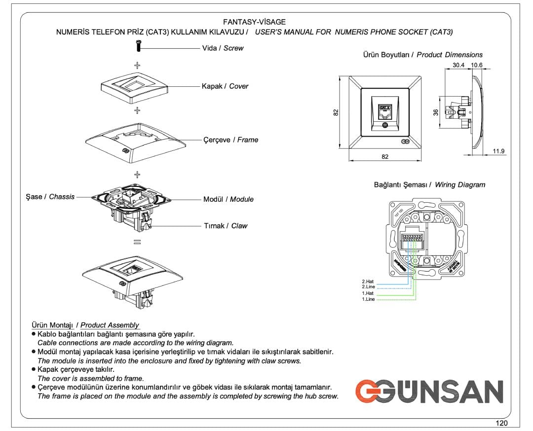 Günsan Visage Nümeris Telefon Prizi (Cat 3)